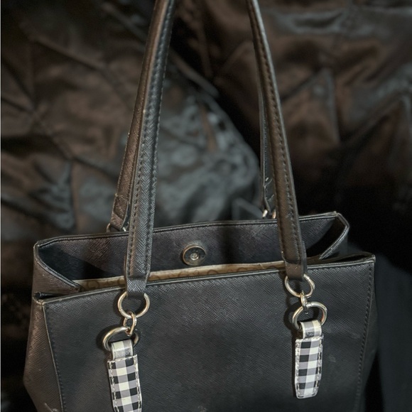 Guess Black Shoulder Bag with Plaid Accents - Picture 3 of 5
